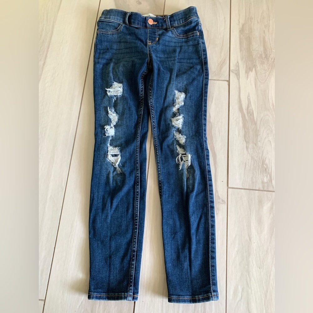Abercrombie Kids mid-rise pull-on jean leggings blue girl sz. 9/10 regular.